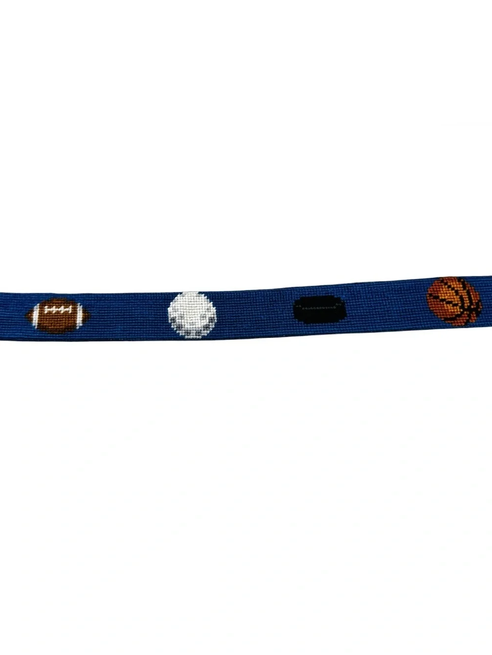 Smathers and Branson  Sports Needlepoint Kids Belt with Brown Leather Trim Large